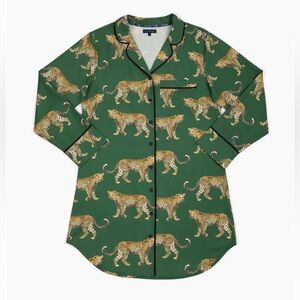 Katie Kime Cheetahs Sleep Shirt Green Large Colorful Loungewear Dopamine